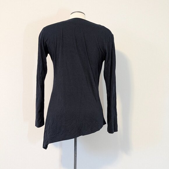 FIG Asymmetric Cowl Neck Shirt Black/Navy Medium - Picture 4 of 4
